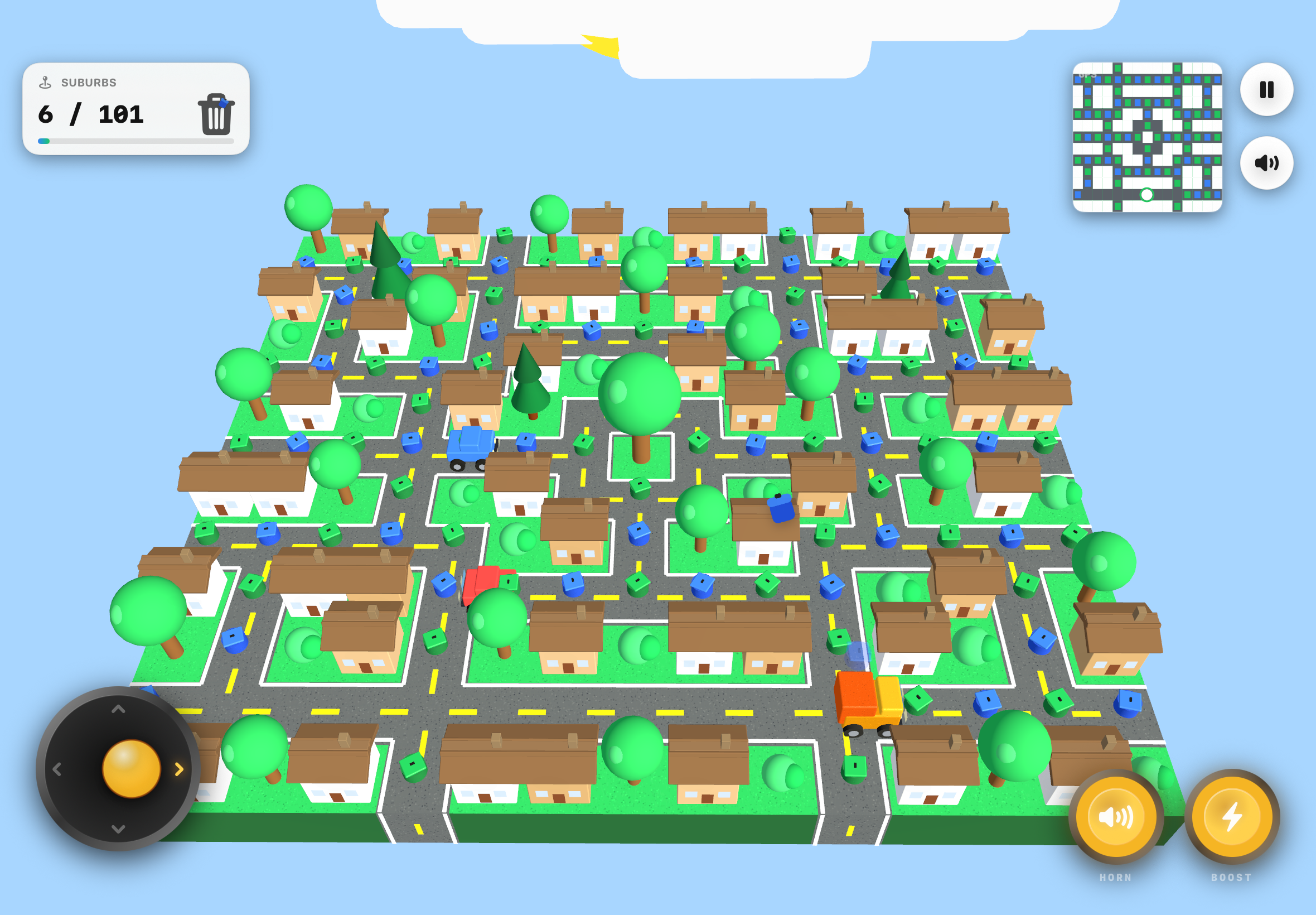Super Garbage Truck gameplay on iPad in Quiet Country